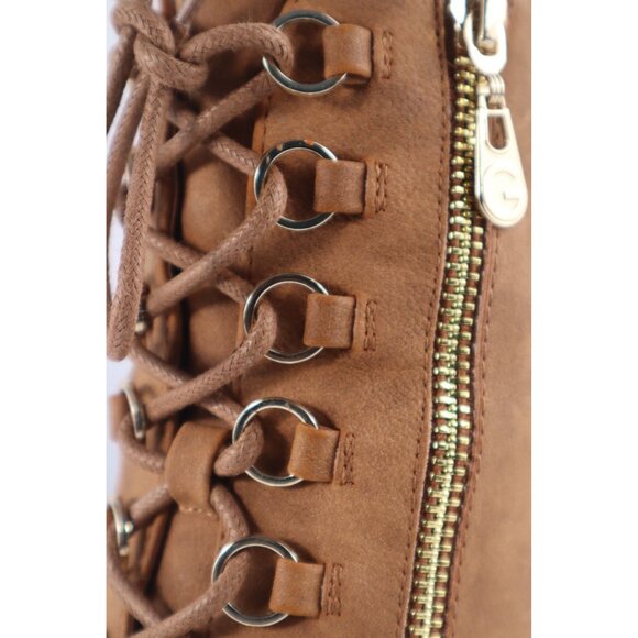 GBG by Guess Faux Suede Lace-Up Peep Toe Ankle Booties with Side Zipper Size 8.5 - Picture 7 of 10